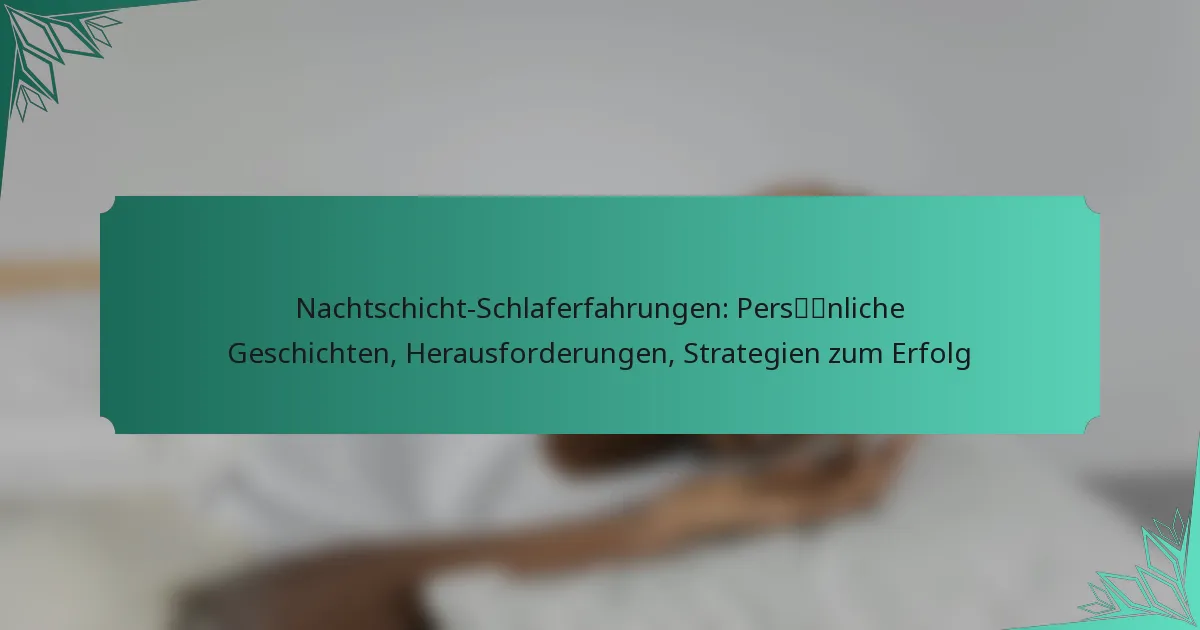 Nachtschicht-Schlaferfahrungen: Persönliche Geschichten, Herausforderungen, Strategien zum Erfolg