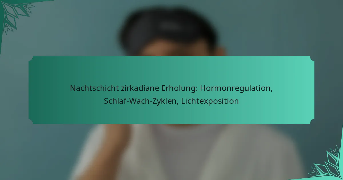 Nachtschicht zirkadiane Erholung: Hormonregulation, Schlaf-Wach-Zyklen, Lichtexposition