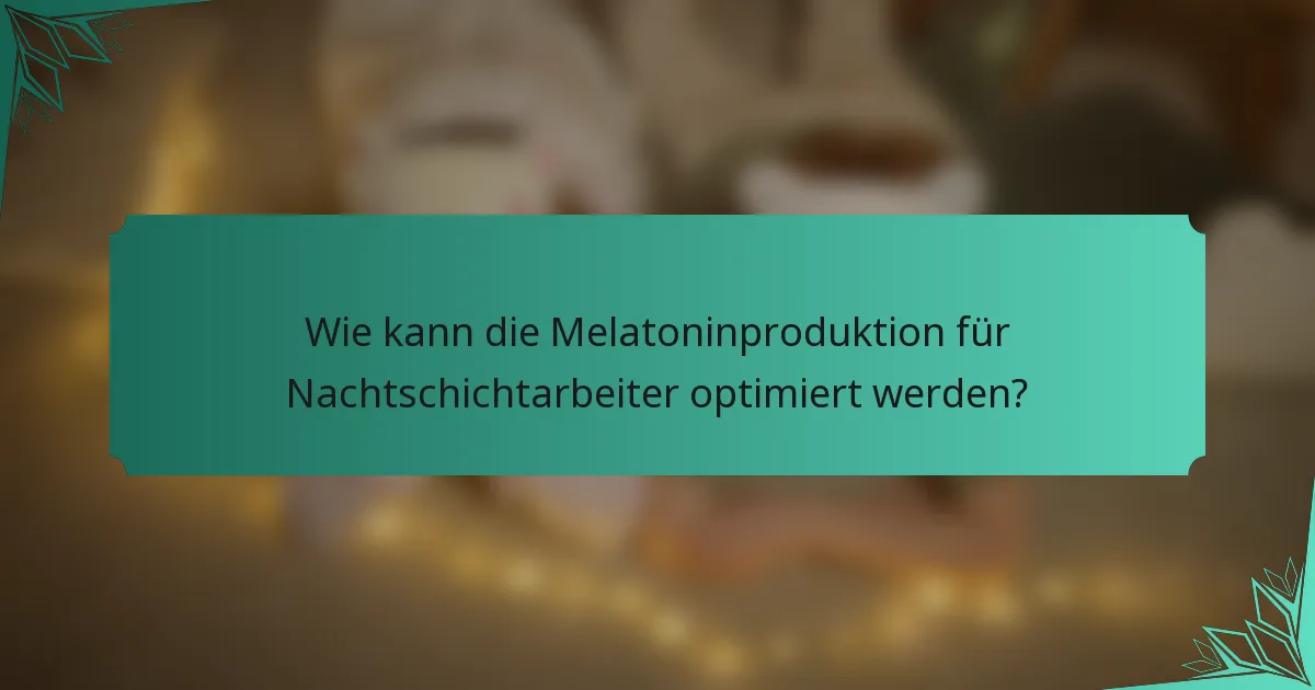 Wie kann die Melatoninproduktion für Nachtschichtarbeiter optimiert werden?
